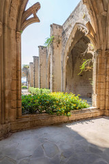 Fototapeta na wymiar Bellapais Abbey ruins, gothic architecture, Cyprus