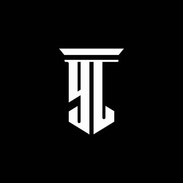 YL monogram logo with emblem style isolated on black background