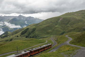 Obraz na płótnie Canvas View on mountains from Jungfraujoch station in alps in Lauterbrunnen