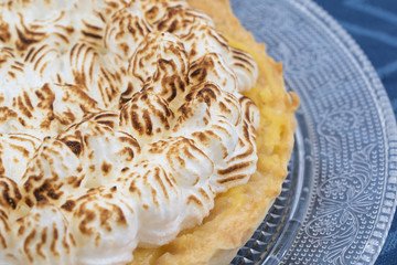 Homemade classic French lemon tart or tarte au citron
