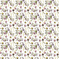 seamless pattern with olives branch