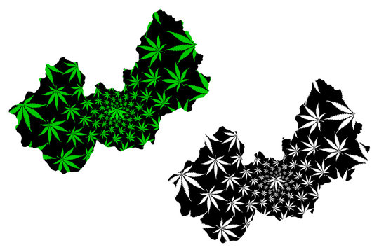 Nuristan Province (Islamic Republic of Afghanistan, Provinces of Afghanistan) map is designed cannabis leaf green and black, Nurestan or Nooristan map made of marijuana (marihuana,THC) foliage....