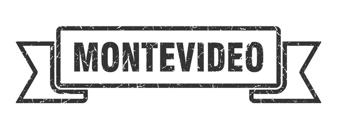 Montevideo ribbon. Black Montevideo grunge band sign