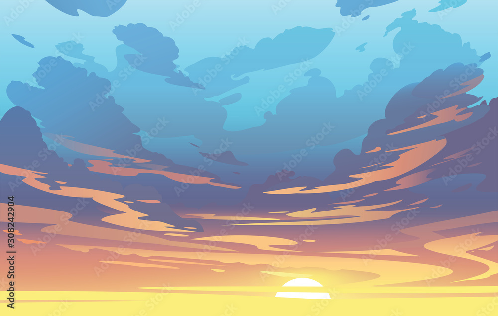 Canvas Prints vector evening sky clouds. sunset. background design
