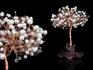 Feng shui pearl gem tree on the black background