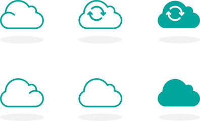 A set of green cloud icon