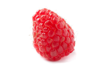 Raspberries on white background