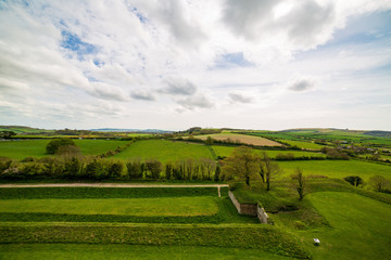The landscape view from Carisbrooke Castle on the Isle of Wight