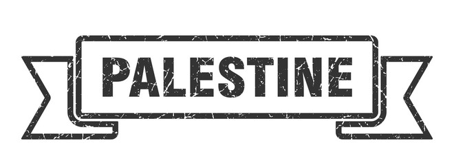 Palestine ribbon. Black Palestine grunge band sign