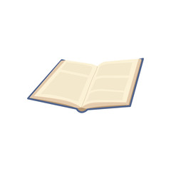 Vector illustration. Open book in blue cover. Can be used for illustration of library, school, knowledge, reading.