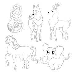 Set of animals for coloring book