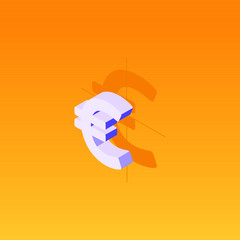 Euro, isometric flat design infographic on colored background