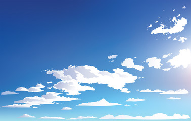 Vector landscape sky clouds. Anime scenery. Background design