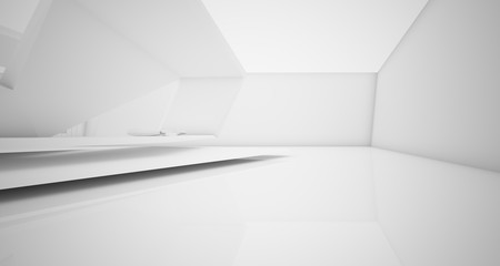 Fototapeta premium Abstract architectural white interior of a minimalist house with swimming pool. 3D illustration and rendering.