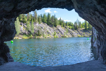 cave in the canyon in Ruskeala
