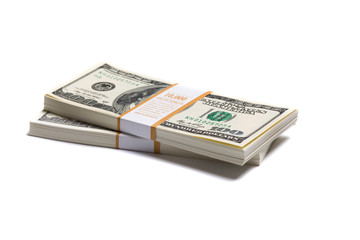 Dollars on a white background