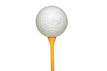 golf ball on tee isolated on white