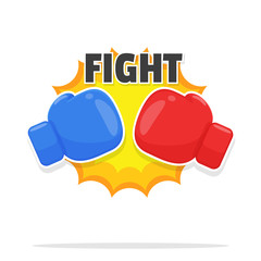 Boxing Gloves Vector. Red and blue boxing gloves that are fighting. isolate on white background.