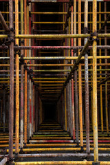 Scaffolding steel pipe at a construction site