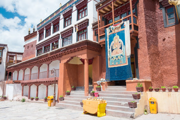 Obraz premium Ladakh, India - Jul 10 2019 - Thangka at Matho Monastery (Matho Gompa) in Ladakh, Jammu and Kashmir, India. The Monastery was originally built in 14th century.