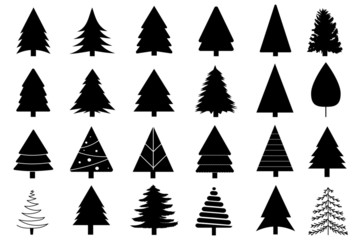 Collection of Black trees Icon. Can be used to illustrate any nature or healthy lifestyle topic.