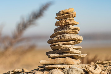 balancing pyramid of stones. stone pyramid
