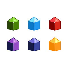 Colorful gems set. fantasy jewelry gems, stone for game. Vector illustration.