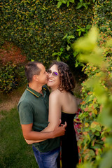 Couple simply dating in the garden