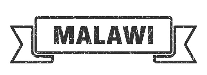 Malawi ribbon. Black Malawi grunge band sign