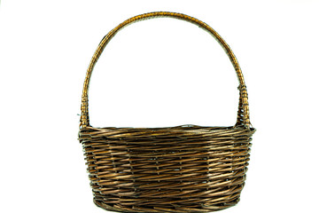 Fototapeta na wymiar empty wicker basket item for new year gift set isolated on white space background