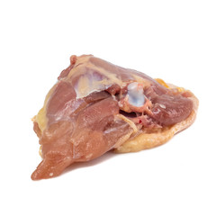 Raw chicken thigh chunks isolated on white background.food concept for advertising