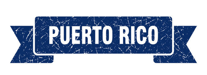 Puerto Rico ribbon. Blue Puerto Rico grunge band sign