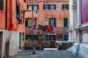Fototapeta na wymiar Old colorful houses in Venice, Italy.