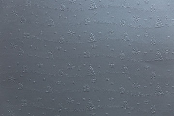 New Year and Christmas background in gray with cramped trees and the inscription. Ornamental paper texture.