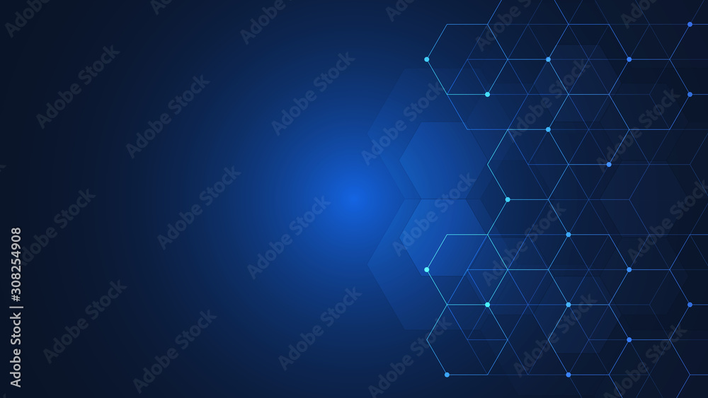 Wall mural hexagons pattern. geometric abstract background with simple hexagonal elements. medical, technology 