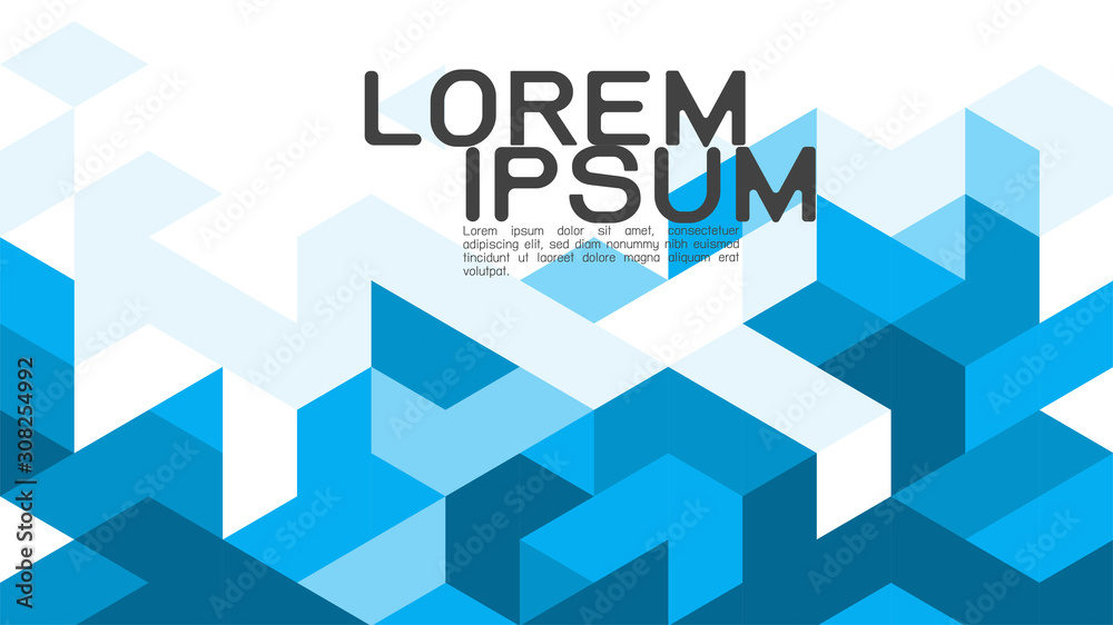 Wall mural abstract gradient blue background with mixed geometric and modern overlapping on white background, s