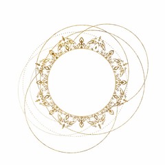 Gold Glitter Festive Christmas Frame with Snowflakes