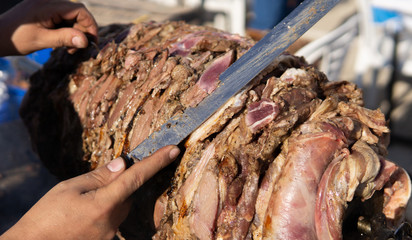 turkey-erzurum cag kebab. A delicious meal consumed in the turkey meat skewers. the food to be cooked on charcoal
