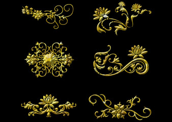 3d golden antique border pattern
