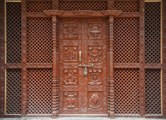 Carved door in Nepal
