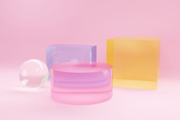 Minimalism, abstract geometric shapes and forms background 3D render.