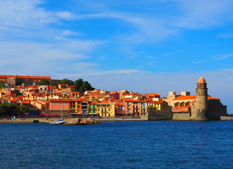 Fototapeta premium Landscape of the city and the coast in Collioure, France
