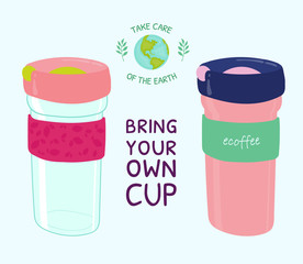 Bring your own cup. glass and ceramic coffee cups