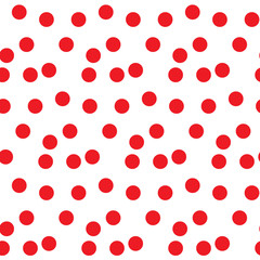 White background random scattered circle red dots seamless pattern