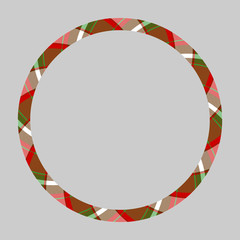 Circle borders and frames vector. Round border pattern geometric vintage frame design. Scottish tartan plaid fabric texture. Template for gift card, collage, scrapbook or photo album and portrait..