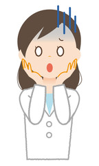 女性　白衣　ショック