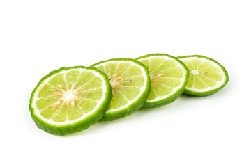 fresh bergamot fruit, Kaffir Lime, Citrus bergamia with leaf isolated on white background