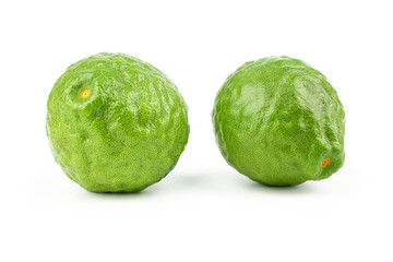 fresh bergamot fruit, Kaffir Lime, Citrus bergamia with leaf isolated on white background