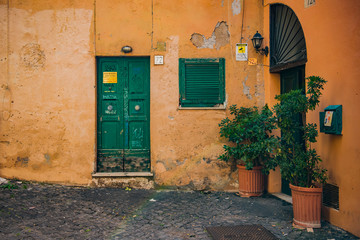 Fototapeta na wymiar Old architecture and colorful landscape in Rome