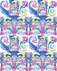 Fototapeta na wymiar Abstract geometric multicolored watercolor background pattern